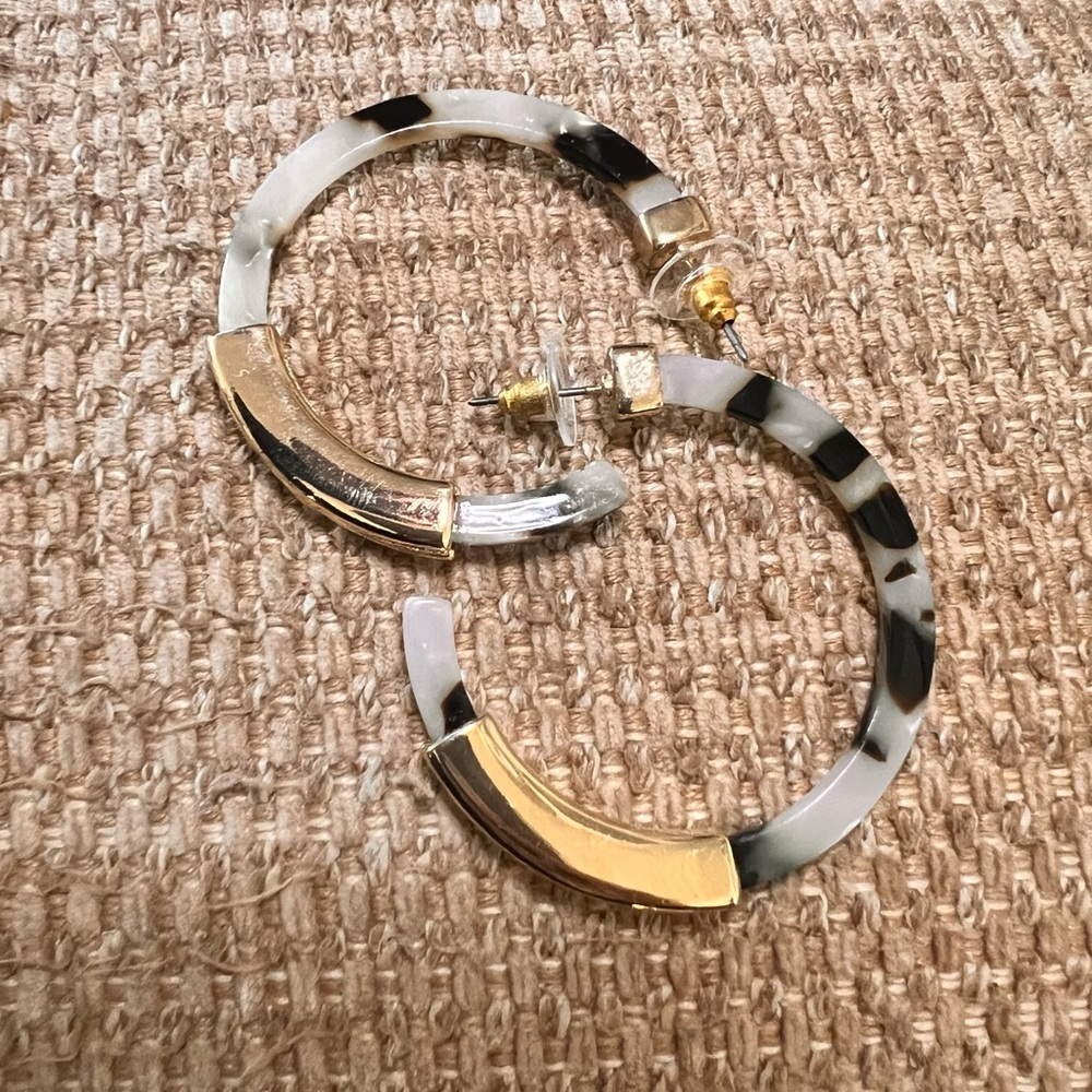 Gold and Black Hoop Earrings